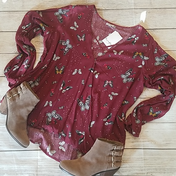 NWT Lovefire Burgundy Asymmetrical Tunic 2X - Picture 3 of 6